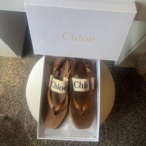 Chloe Woody logo strap sandals